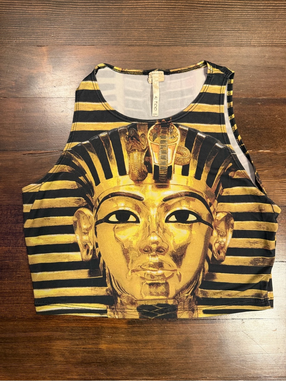Gold & Black Pharaoh Graphic Crop Top by AKOO